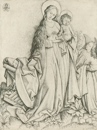 Madonna with Angel Giving Roses by Master E.S.